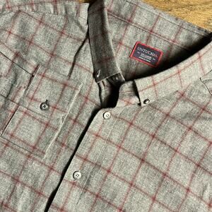 Untuckit Men's XXL Lightweight Flannel Button Down Long Sleeve Shirt Grey Cotton